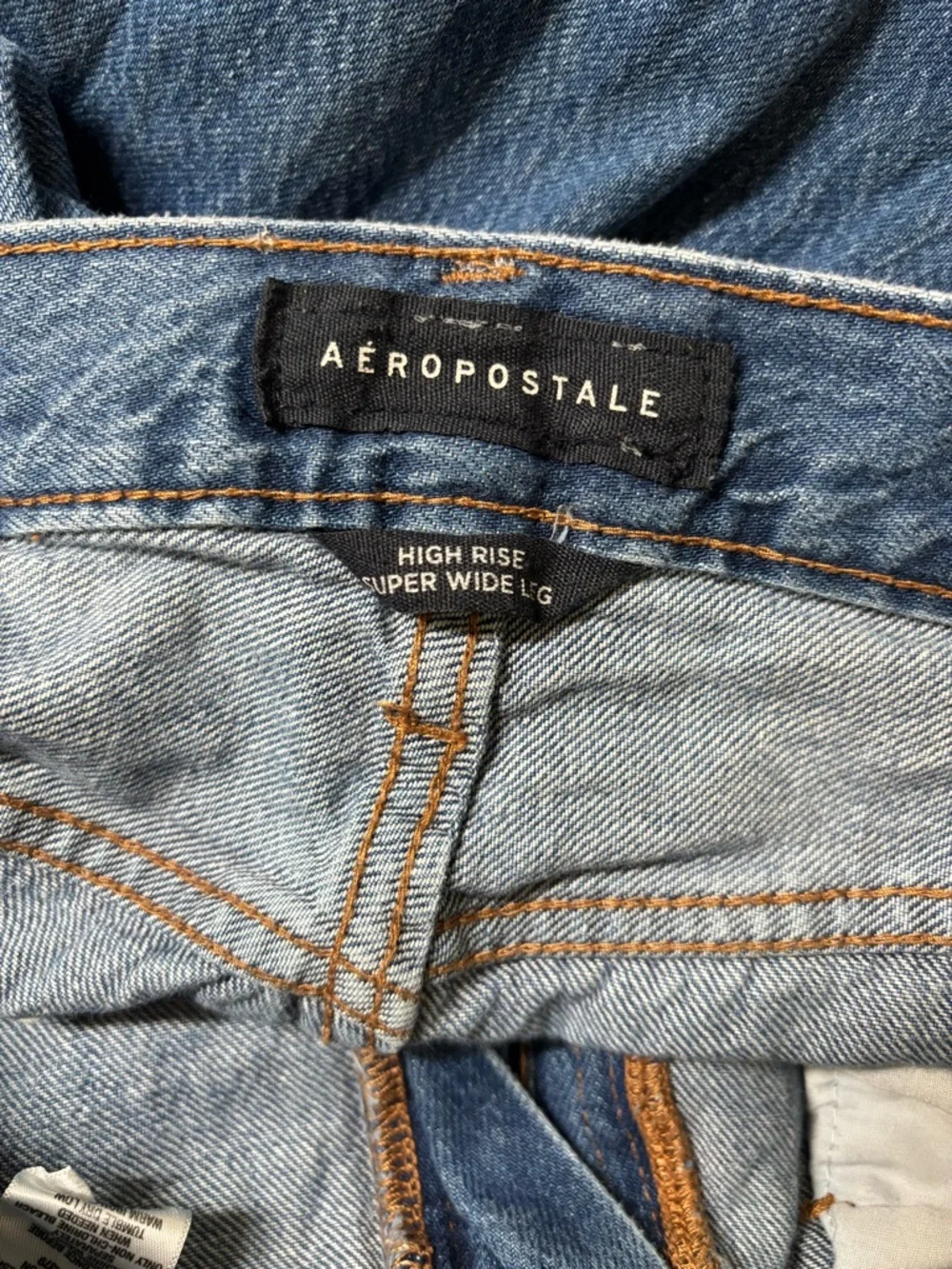 Aeropostale Distressed Wide-Leg Blue Denim Jeans 100% cotton - Picture 4 of 5